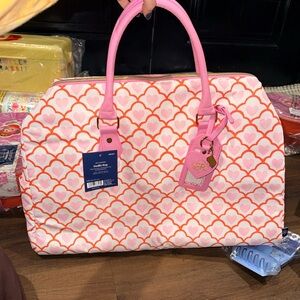 Roller Rabbit Pink and Orange Heart Pattern Bag